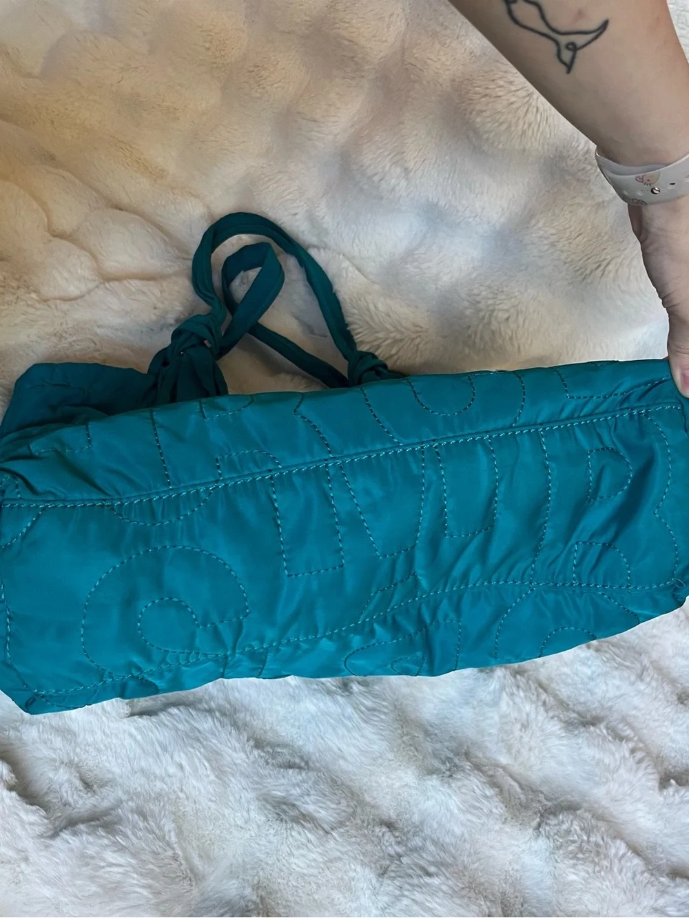 Marc by Marc Jacobs Teal Pretty Nylon Tate Tote - Quilted Logo Bag - Picture 4 of 9